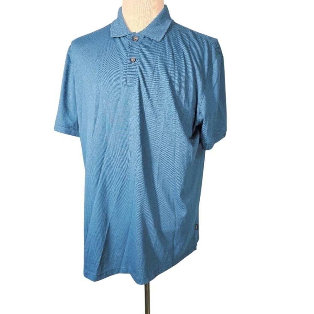 Calvin Klein Men's Blue Textured Polo Shirt Short Sleeve Button Up Size XL NWOT